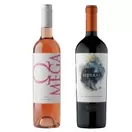 Pack 1 Botella Vino Sideral, San Pedro, Blend + 1 Botella Vino Omega, Viña Vik, Rosé ($13.990 c/u)