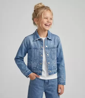 Chaqueta niña boho de denim