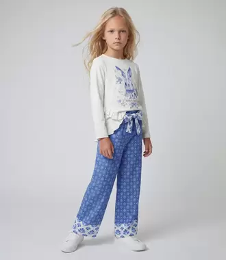 Pantalón niña de lino boho