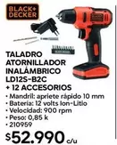 Black & Decker - Taladro Atornillador Inalámbrico Ld12s-b2c + 12 Accesorios