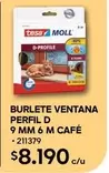 Tesa - Burlete Ventana Perfil D 9 Mm 6 M Cafe
