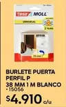 Tesa - Burlete Puerta Perfil P 38 Mm 1 M Blanco