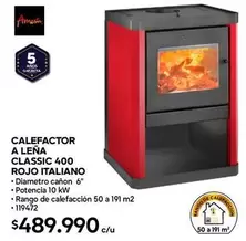 MSI - Calefactor A Leña Classic 400 Rojo Italiano
