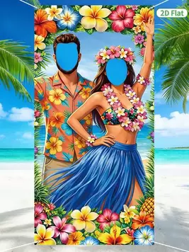 Telón de fondo de 90x180cm de poliéster con diseño tropical hawaiano calado, color verde, para fiestas de playa de verano, decoración de fiestas con tema aloha y tiki, reuniones tropicales de luau, selfies y suministros para eventos