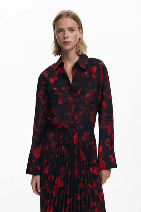 Vestido camisero plisado