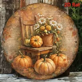 -5%1 pieza Letrero de madera redondo plano 2D, Placa de madera vintage con ramo de calabazas de otoño, Letrero decorativo para el festival de la cosecha, Adecuado para decoración de cocina, decoración de sala de estar, decoración de porche o regalo.