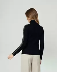 Sweater Mujer Teresa Relaxed Cuello Alto Redondo Manga Caída Negro Lineatre
