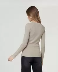 Sweater Mujer Ornella Relaxed Cuello En V Manga Caída Fango Lineatre