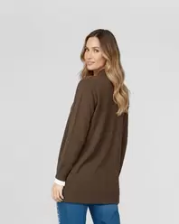 Cardigan Mujer Paola Relaxed Cuello Tipo Kimono Manga Caída Chocolate Lineatre