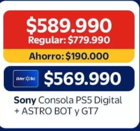 Lider - Consola PS5 Digital + Astro Bot Y GT7