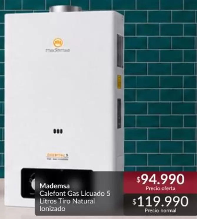 Mademsa - Calefort Gas Licuado 5 L Litros Tiro Natural Lonzado