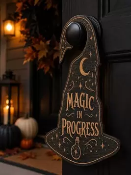 -4%1pc Halloween Candy Basket "Treats Only, No Tricks" Wooden Door Handle Hanging Sign, Vintage Candy Lollipop Bow Door Decor, Suitable For Candy Distribution, Front Door Welcome And Halloween Party Decoration