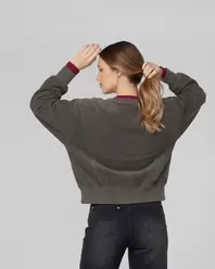 Poleron Mujer Zoe Overside Cuello Redondo Manga Caída Chocolate Lineatre