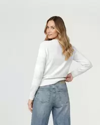 Sweater Mujer Gloria Relaxed Cuello Redondo Manga Caída Crudo Lineatre