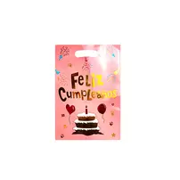 Bolsa Metálica Feliz Cumpleaños Rosado/Dorado 10 Uni