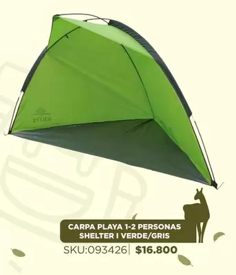 Carpa Playa 1-2 Personas Shelter I Verde/gris