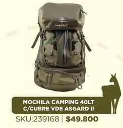 Mochila Camping 40lt C/cubre Vde Asgard Ii