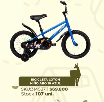 Bicicleta Loton Nino Aro 16 Azul