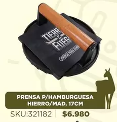 Prensa P/hamburguesa Hierro/mad. 17cm