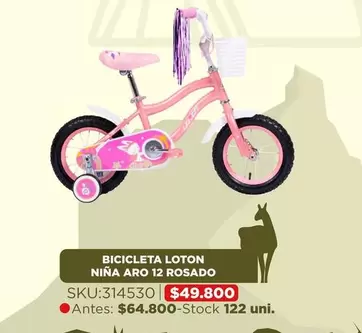 Bicicleta Loton Niña Aro 12 Rosado