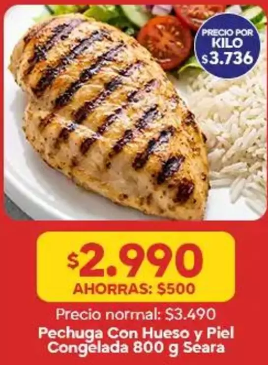Seara - Pechuga Con Hueso Y Piel Congelada