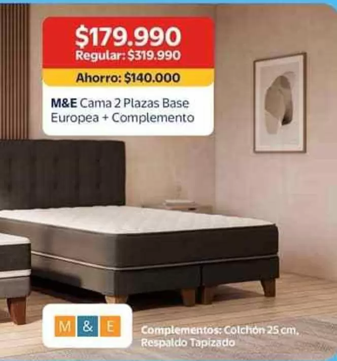 M&H - Cama 2 Plazas Base Europa + Complemento