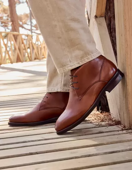 Botines Formal Hombre Chukka Cuero Enfield Brandy