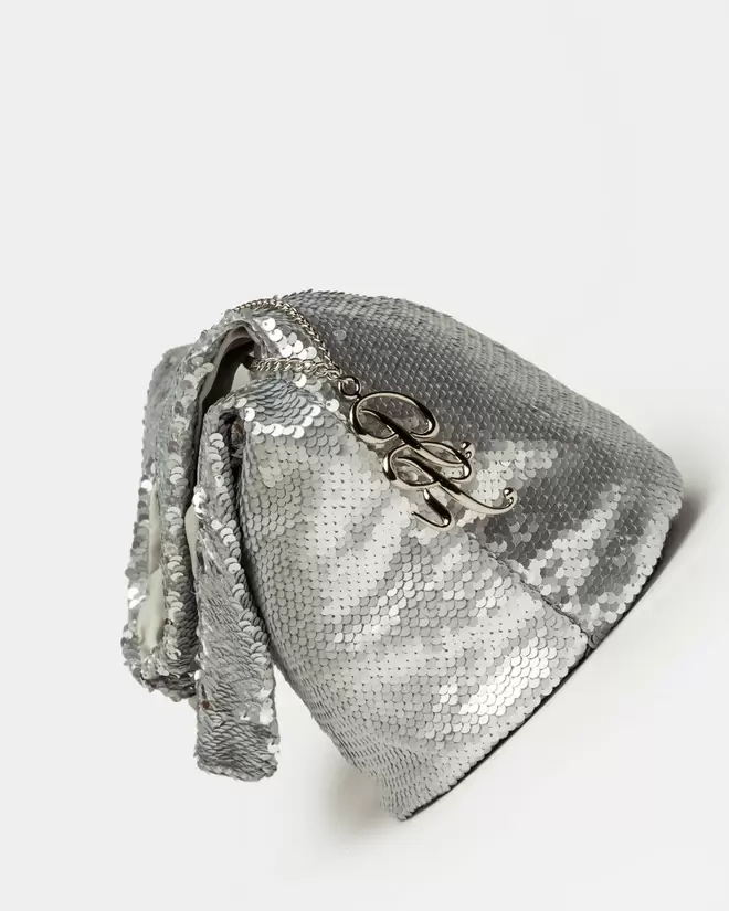 Cartera al hombro Poolside en paillette metalizado
