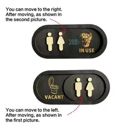 -2%1pc Creative Wooden Toilet Sign, WC Pattern Vacant/Occupied Movable Sign, Suitable For Home, Restaurant, Cafe, Boutique