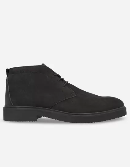 Botines Casual Hombre Cuero Hudson Negro