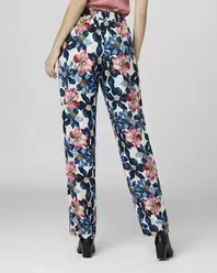 Pantalón Mujer Susanna Alto Largo Cintura Elástico y cordon Azul Lineatre