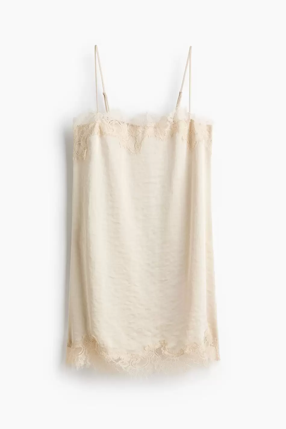 Vestido lencero con ribetes de encaje