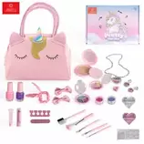 Kit De Maquillaje Lavable Para Niñas Juguete Cosmético Unicornio 28 Piezas Color Rosa