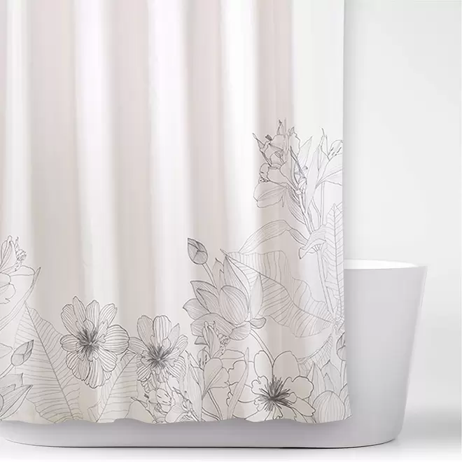 Cortina Baño Estampada Lilio Crudo