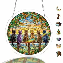 -5%Last 3 days2D Acrylic Sunlight Catcher Puzzle - Cat Design, Hanging Sunlight Catcher Decor, 7.4 Inches, Adult DIY Sunlight Catcher Kit, Suitable For Window Garden Sunlight Catcher, Gardening Decor Gift For Mother, Women, Men And Friends