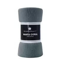 Manta Coral Fleece Ultra Suave Chantilly 125x150 cm Gris Oscuro