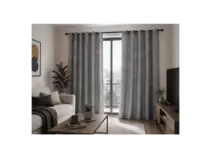 Set Cortina Velvet Emboss 140X220 Gris Pardo
