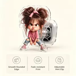 -7%Last dayCute Angry Girl 2D Acrylic Car Air Vent Clip, Cartoon Car Interior Decor Ornament Without Fragrance Oil, Can Add Fragrance, Birthday Holiday Gift For Girls And Best Friends, Car Interior Decoration Accessory