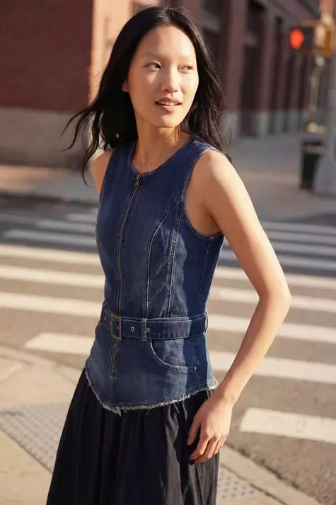 Vestido combinado denim
