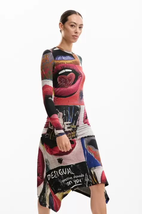 Vestido estampado bocas