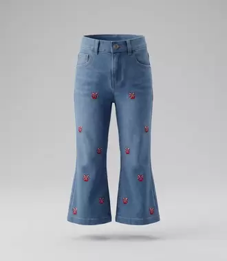 Jeans bebé flare con cherry