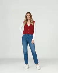 Gillet Mujer Fabiola Relaxed Cuello En V Rojo Lineatre