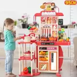 Juguete Cocina 95cm 73pcs Luces Sonido Agua Real Rociar