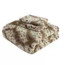 Plumón Animal Print Sherpa Extra Cálido Chantilly 1.5 Plazas Gris Intenso