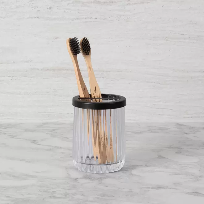 Vaso Vidrio Franjas Negro