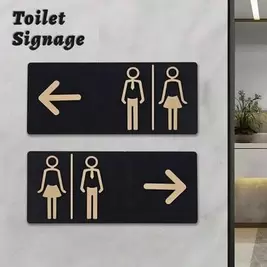 -1%Last 3 days1pc Acrylic Bathroom Toilet Directional Sign Hanging Decor, Acrylic Wall Sign, Suitable For Toilet Reminder