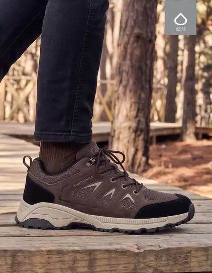 Zapatillas Waterproof Outdoor Hombre Cuero y Textil Bourg Café