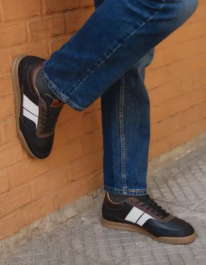 Zapatilla Urbana Hombre Cuero Metro Negro Bullboxer