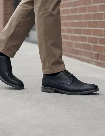 Zapatos Formal Casual Hombre Cuero Corktown Negro