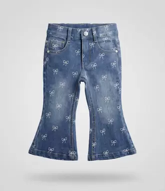 Jeans bebé flare con lazos